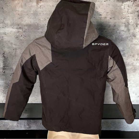 Spyder hooded winter coat sz 7/8, Black/Gray - Picture 2 of 6